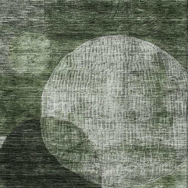 HomeRoots 10' X 14' Stylish Fern Green & Gray Geometric Washable Area Rug with UV Protection for Homes 684714