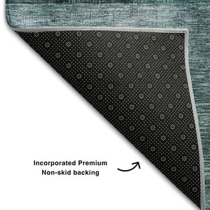 HomeRoots 5' X 8' Geometric Area Rug in Green, Coral & Lavender – Washable, UV Protected, Stain Resistant! 684716