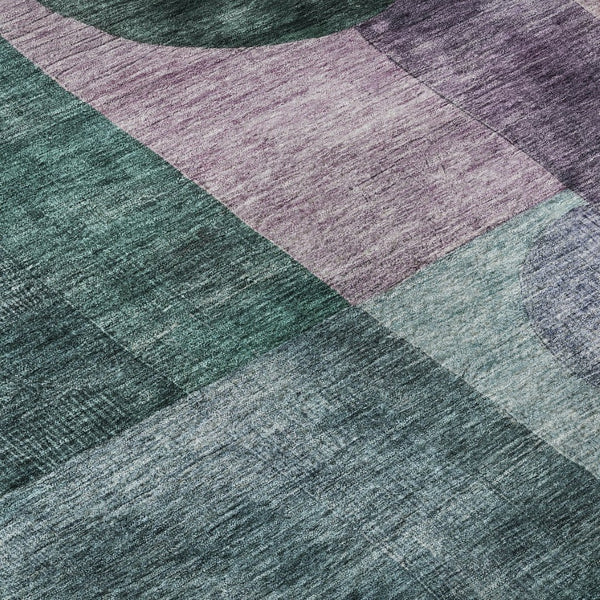 HomeRoots 8' X 10' Vibrant Green Coral Lavender Geometric Area Rug - Washable, UV-Protected & Stain-Resistant 684718
