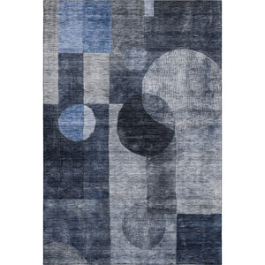 HomeRoots 8' X 10' Modern Navy Blue Geometric Area Rug - Washable, UV Protected, Stain Resistant for Busy Homes 684724