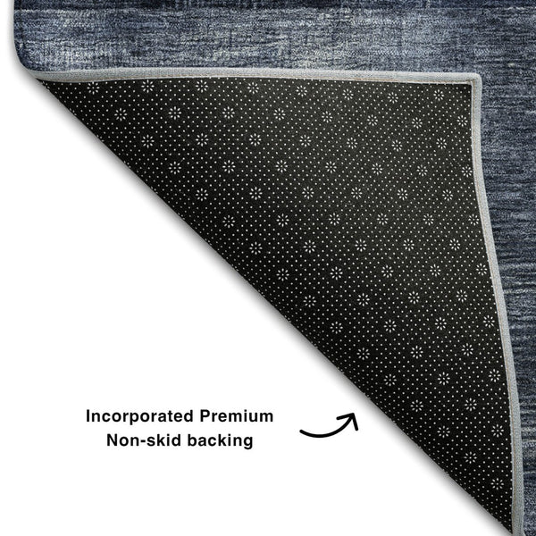 HomeRoots 8' X 10' Modern Navy Blue Geometric Area Rug - Washable, UV Protected, Stain Resistant for Busy Homes 684724