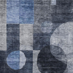 HomeRoots 8' X 10' Modern Navy Blue Geometric Area Rug - Washable, UV Protected, Stain Resistant for Busy Homes 684724
