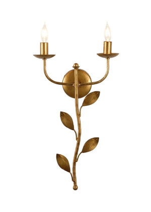 Chelsea House Botanical Leaf Sconce Italian-Crafted Antique Gold Wrought Iron Wall Light — Sculptural Leaf Accent 68473