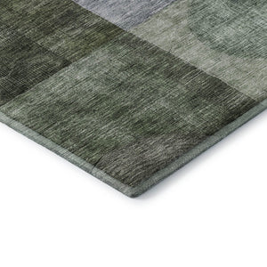 HomeRoots 10' X 14' Olive Green & Purple Geometric Washable Area Rug – Durable, UV-Resistant, Easy Care! 684732