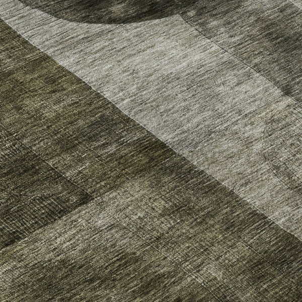 HomeRoots 8' X 10' Stylish Taupe Gold and Brown Geometric Washable Area Rug with UV Protection for Homes 684736