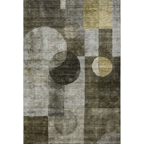 HomeRoots 8' X 10' Stylish Taupe Gold and Brown Geometric Washable Area Rug with UV Protection for Homes 684736
