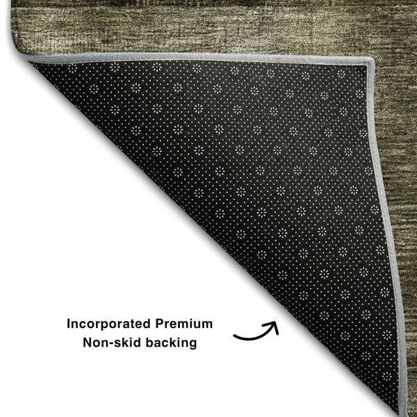 HomeRoots 9' X 12' Stylish Taupe Gold & Brown Geometric Area Rug - Washable, UV Protected, Stain Resistant! 684737