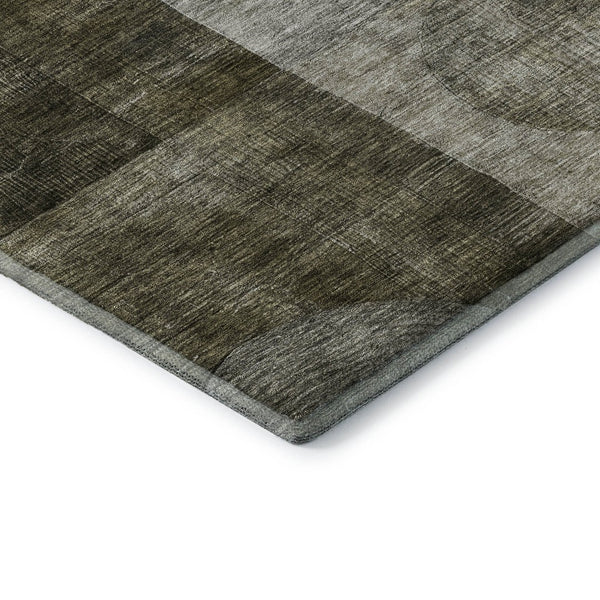 HomeRoots 9' X 12' Stylish Taupe Gold & Brown Geometric Area Rug - Washable, UV Protected, Stain Resistant! 684737