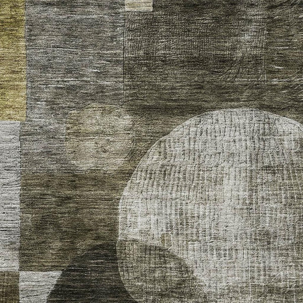 HomeRoots 9' X 12' Stylish Taupe Gold & Brown Geometric Area Rug - Washable, UV Protected, Stain Resistant! 684737
