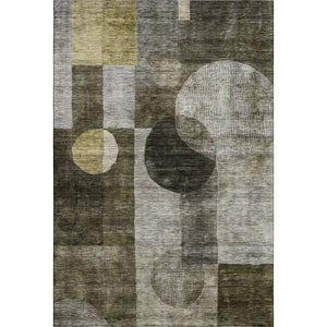 HomeRoots 10' X 14' Taupe Gold Brown Geometric Area Rug - Washable, Stain Resistant, UV Protected for Durability 684738