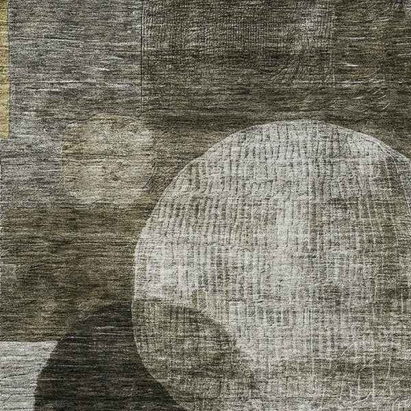 HomeRoots 10' X 14' Taupe Gold Brown Geometric Area Rug - Washable, Stain Resistant, UV Protected for Durability 684738