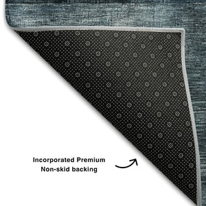 HomeRoots 5' X 8' Modern Teal Gray Silver Geometric Area Rug – Washable, UV Protected, Stain-Resistant Design! 684740