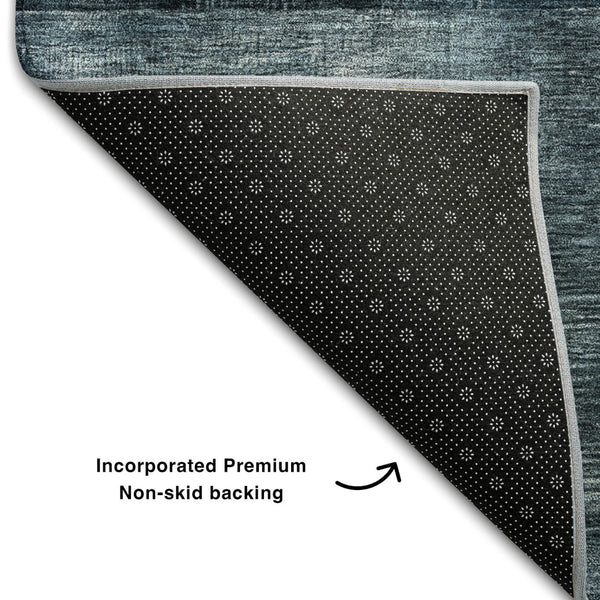 HomeRoots 5' X 8' Modern Teal Gray Silver Geometric Area Rug – Washable, UV Protected, Stain-Resistant Design! 684740