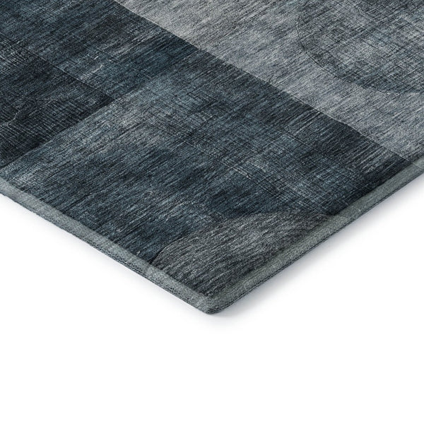 HomeRoots 5' X 8' Modern Teal Gray Silver Geometric Area Rug – Washable, UV Protected, Stain-Resistant Design! 684740