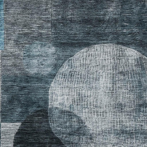 HomeRoots 5' X 8' Modern Teal Gray Silver Geometric Area Rug – Washable, UV Protected, Stain-Resistant Design! 684740