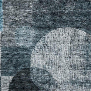 HomeRoots 8' X 10' Stylish Teal Gray & Silver Geometric Area Rug - Washable, UV-Protected, Durable Design 684742