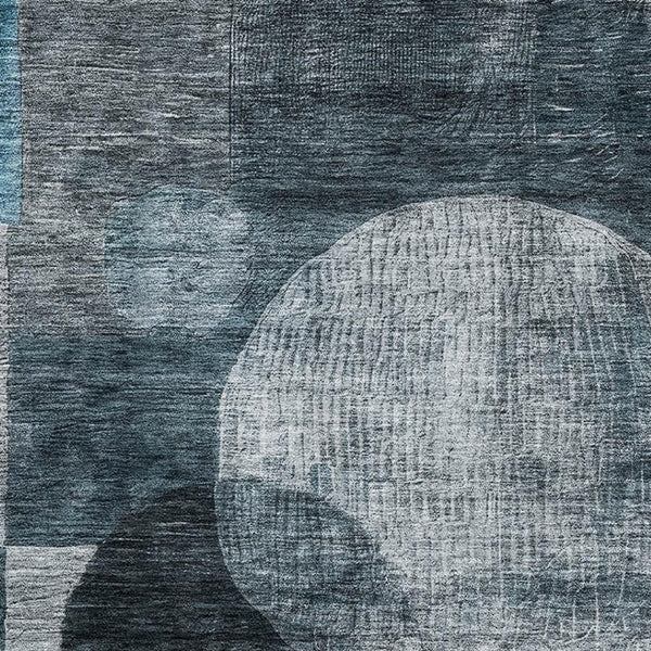 HomeRoots 8' X 10' Stylish Teal Gray & Silver Geometric Area Rug - Washable, UV-Protected, Durable Design 684742