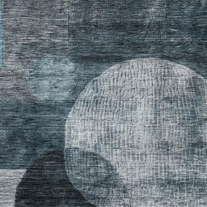 HomeRoots 9' X 12' Elegant Teal Gray Silver Geometric Washable Area Rug with UV Protection for Stylish Homes 684743