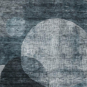 HomeRoots 10' X 14' Teal Gray & Silver Geometric Area Rug - Washable, UV-Protected, Perfect for High-Traffic Areas 684744