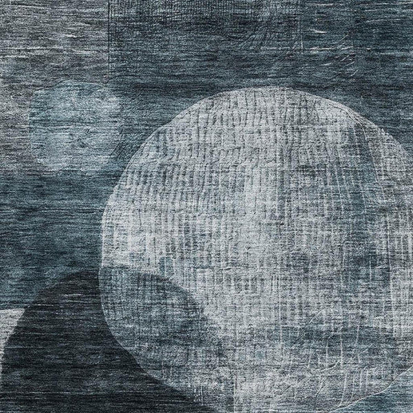 HomeRoots 10' X 14' Teal Gray & Silver Geometric Area Rug - Washable, UV-Protected, Perfect for High-Traffic Areas 684744