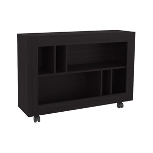English Elm Norwood Black Table Cart with Open Shelves and Smooth-Roll Casters for Living Room Storage and Mobility B092P306239