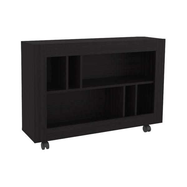 English Elm Norwood Black Table Cart with Open Shelves and Smooth-Roll Casters for Living Room Storage and Mobility B092P306239