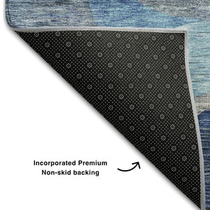 HomeRoots 8' X 10' Vibrant Abstract Geometric Area Rug in Blue, Orange, Pink & Purple – Durable & Washable! 684748