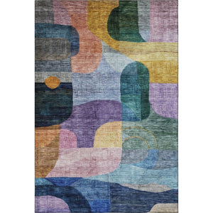 HomeRoots 8' X 10' Vibrant Abstract Geometric Area Rug in Blue, Orange, Pink & Purple – Durable & Washable! 684748