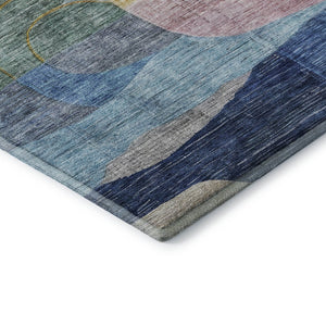 HomeRoots 10' Abstract Geometric Area Rug in Vibrant Blue, Orange, Pink & Purple - Washable & UV Protected! 684750