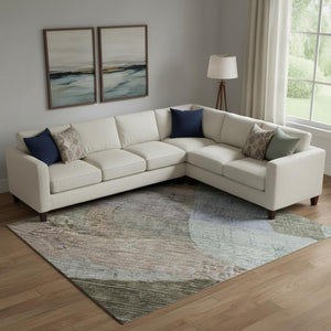 HomeRoots 9' X 12' Abstract Geometric Washable Area Rug - UV Protected, Stain Resistant, Family-Friendly Design 684755