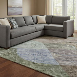 HomeRoots 10' X 14' Brown Blue And Green Abstract Geometric Area Rug – UV Protected, Washable & Durable Design 684756