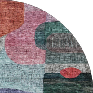 HomeRoots 8' Vibrant Abstract Geometric Round Rug – Washable with UV Protection for Busy Homes & Sunlit Spaces 684759