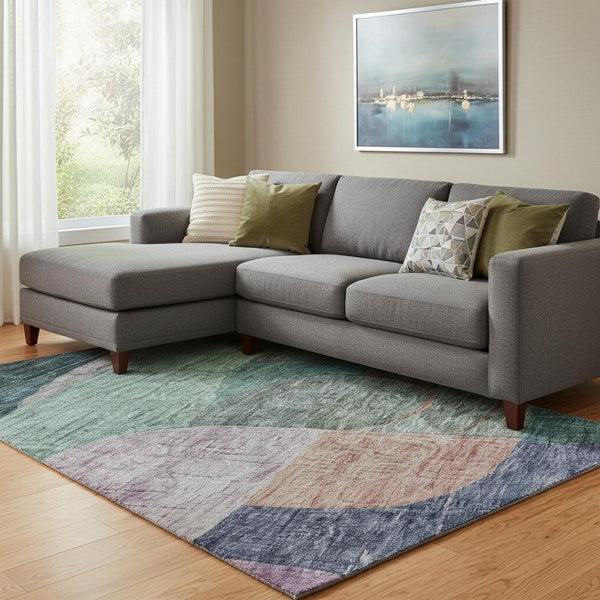 HomeRoots 8' X 10' Abstract Geometric Area Rug in Vibrant Colors – Washable, UV-Protected, and Durable Design! 684760