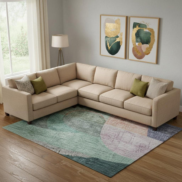 HomeRoots 9' X 12' Vibrant Abstract Geometric Washable Area Rug with UV Protection for Stylish Homes & Durability 684761