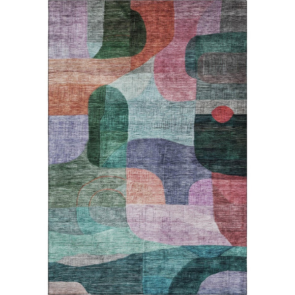 HomeRoots 9' X 12' Vibrant Abstract Geometric Washable Area Rug with UV Protection for Stylish Homes & Durability 684761