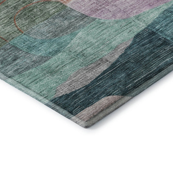 HomeRoots 9' X 12' Vibrant Abstract Geometric Washable Area Rug with UV Protection for Stylish Homes & Durability 684761
