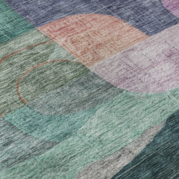 HomeRoots 9' X 12' Vibrant Abstract Geometric Washable Area Rug with UV Protection for Stylish Homes & Durability 684761