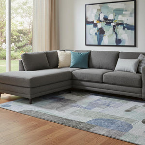 HomeRoots 8' X 10' Washable Abstract Area Rug in Blue, Gray & Green - Durable, UV-Protected & Stylish Design 684766