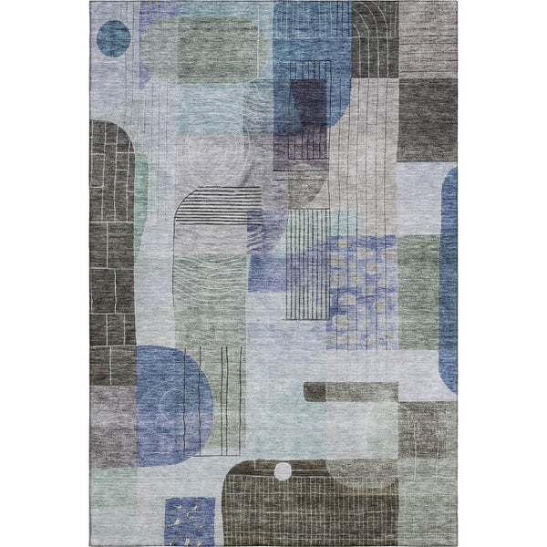 HomeRoots 9' X 12' Abstract Geometric Area Rug in Blue-Green – Washable, Stain-Resistant, UV Protected Design 684767