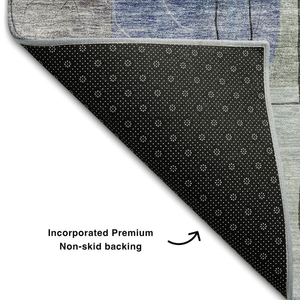 HomeRoots 9' X 12' Abstract Geometric Area Rug in Blue-Green – Washable, Stain-Resistant, UV Protected Design 684767