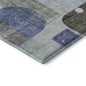 HomeRoots 9' X 12' Abstract Geometric Area Rug in Blue-Green – Washable, Stain-Resistant, UV Protected Design 684767