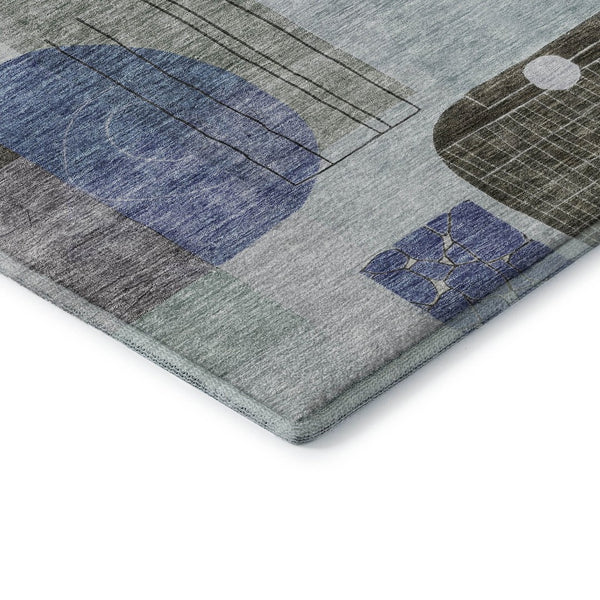 HomeRoots 9' X 12' Abstract Geometric Area Rug in Blue-Green – Washable, Stain-Resistant, UV Protected Design 684767