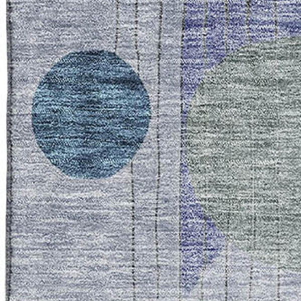 HomeRoots 9' X 12' Abstract Geometric Area Rug in Blue-Green – Washable, Stain-Resistant, UV Protected Design 684767