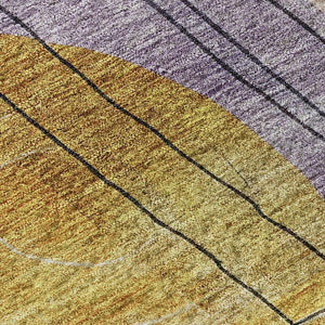 HomeRoots 5' X 8' Geometric Washable Area Rug in Plum, Gold & Navy - UV-Protected, Stain-Resistant Design 684770