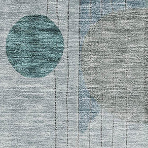 HomeRoots 8' x 10' Teal Gray & Silver Abstract Geometric Area Rug - Washable, UV Protected, Modern Design! 684778