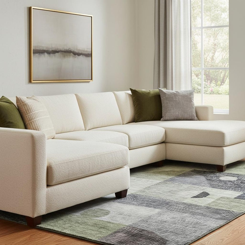 HomeRoots 10' X 14' Artichoke Green Geometric Washable Area Rug – Durable, UV-Protected, Pet-Friendly Design! 684786