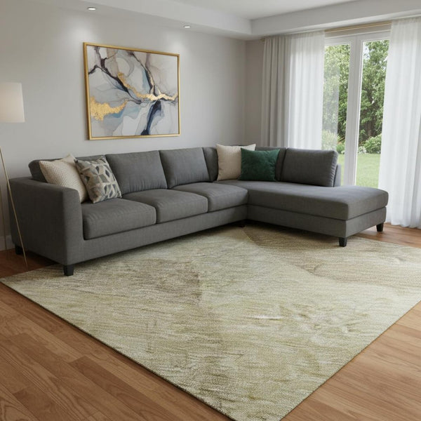 HomeRoots 8' X 10' Beige & Gold Geometric Area Rug - Washable, UV Protected, Durable & Modern for Any Space 684790
