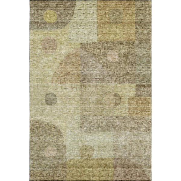 HomeRoots 8' X 10' Beige & Gold Geometric Area Rug - Washable, UV Protected, Durable & Modern for Any Space 684790