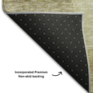 HomeRoots 8' X 10' Beige & Gold Geometric Area Rug - Washable, UV Protected, Durable & Modern for Any Space 684790