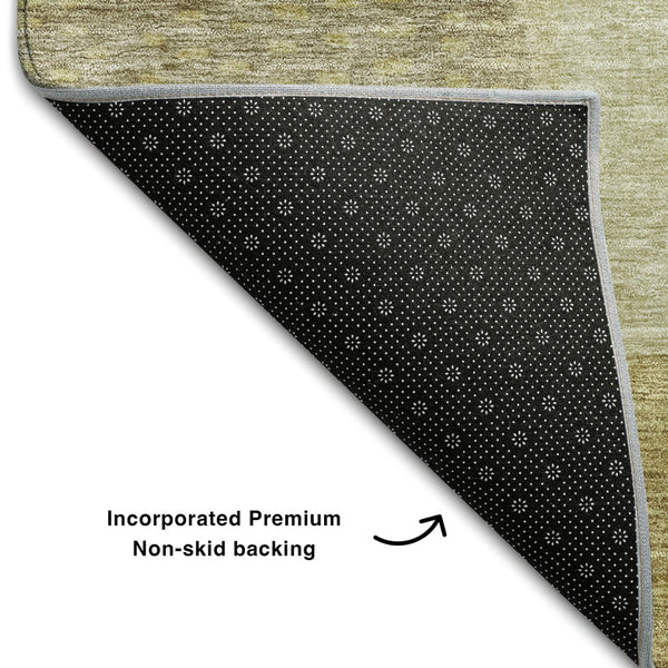 HomeRoots 8' X 10' Beige & Gold Geometric Area Rug - Washable, UV Protected, Durable & Modern for Any Space 684790